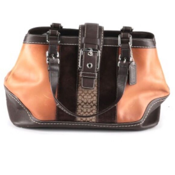 COACHShades of Brown Leather Bag Purse Shoulder Straps